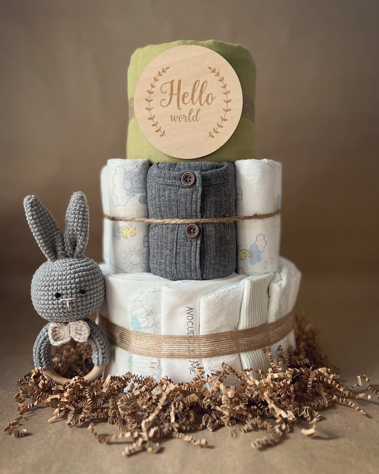 Little Avocado Baby Shower Diaper Cake Gift