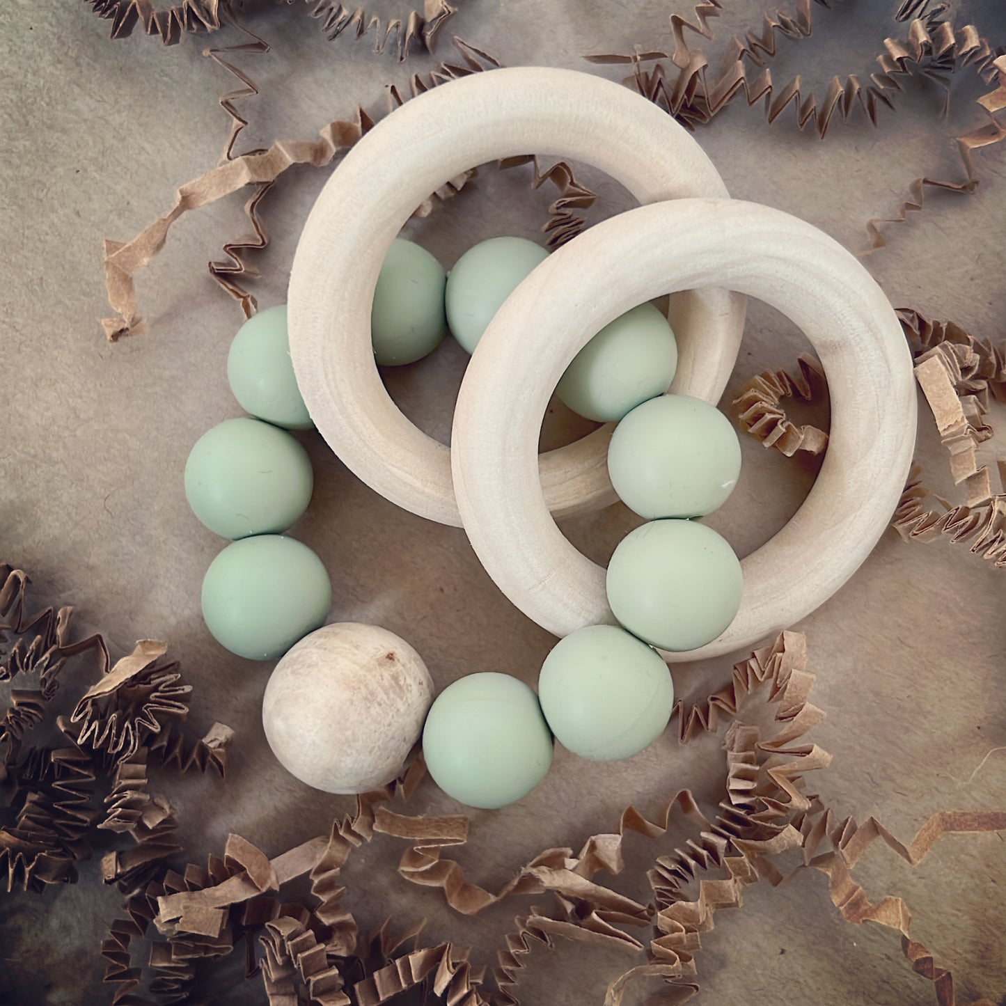 Wooden and Silicone Baby Bracelet Toy