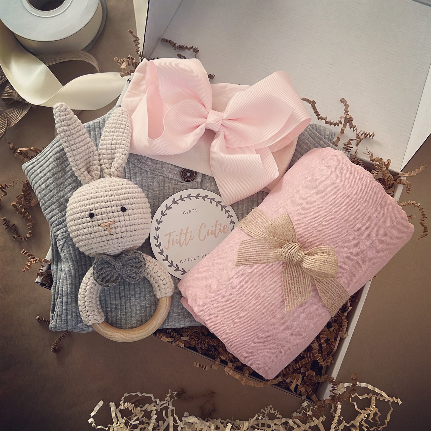 Grey and Pink Baby Girl Baby Shower Gift
