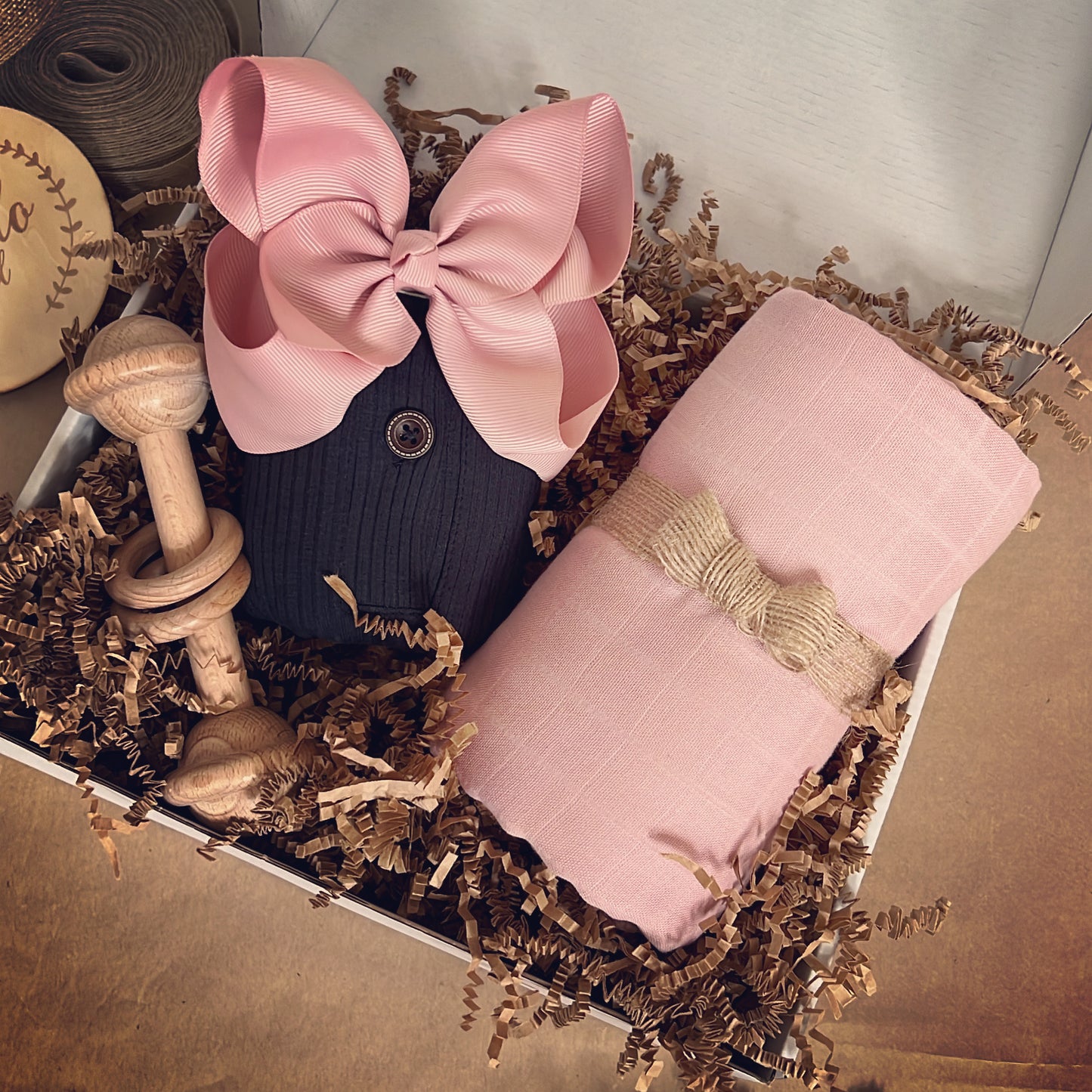 Baby Shower Gift | Navy Blue Newborn Romper | Baby Bow Headband