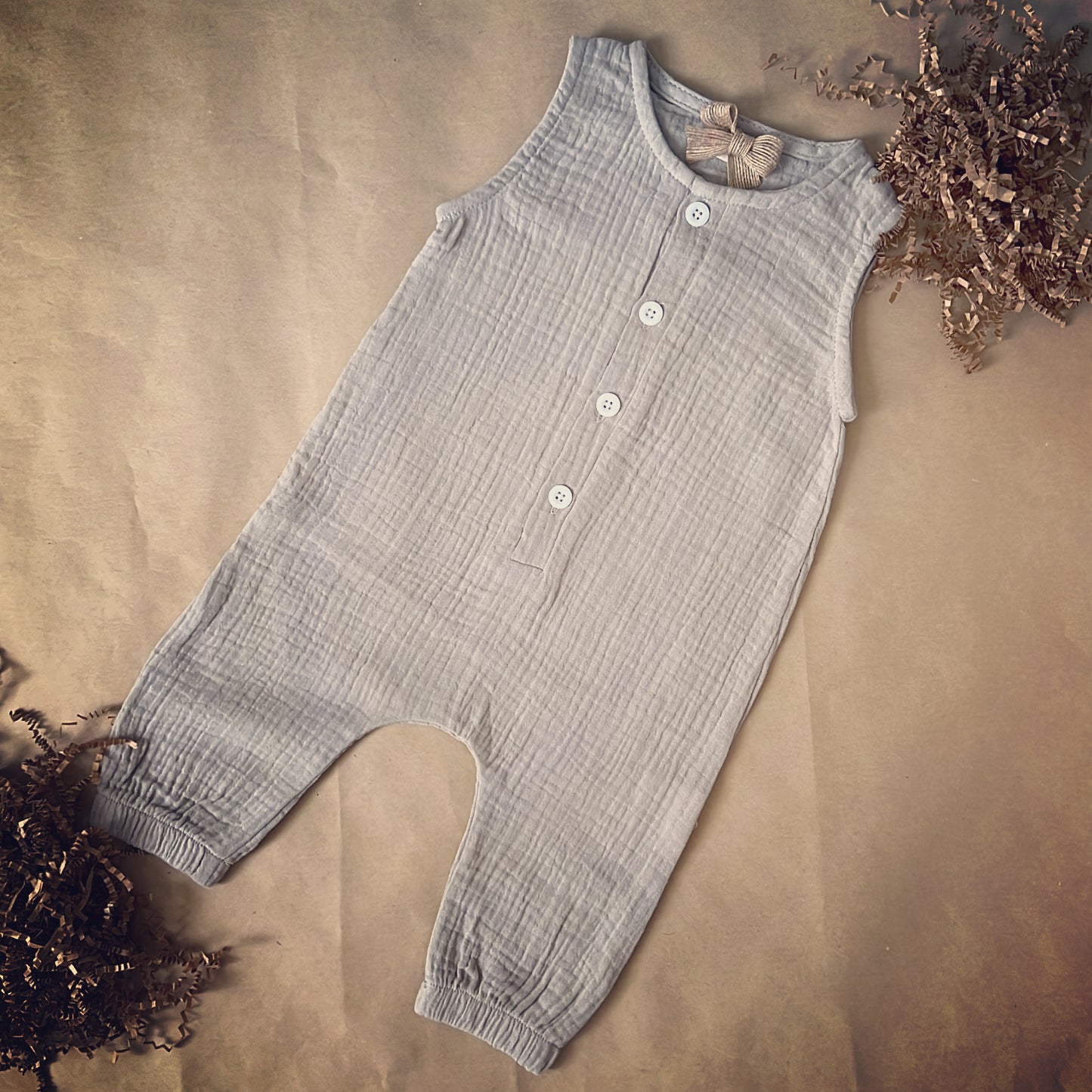 Sleeveless Pure Cotton Long Gender Neutral Baby Outfit