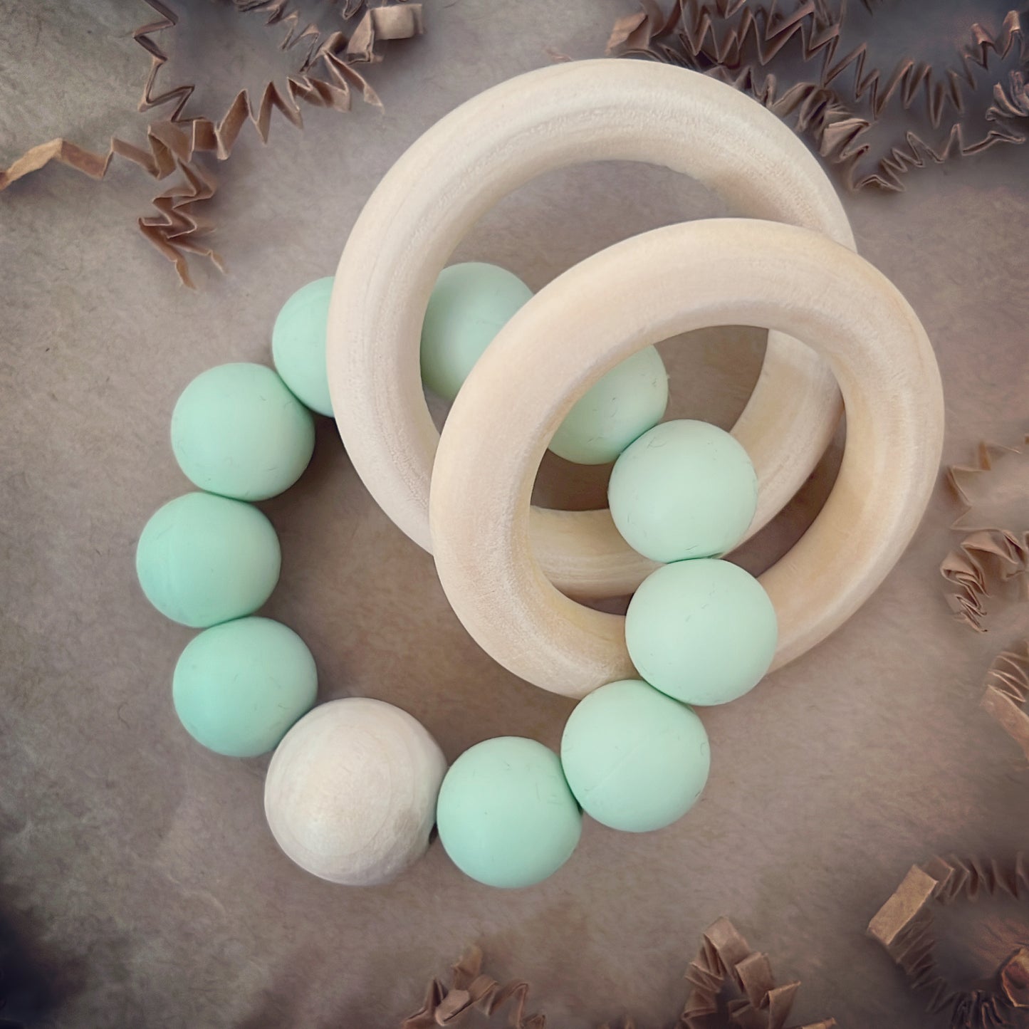 Wooden and Silicone Baby Bracelet Toy