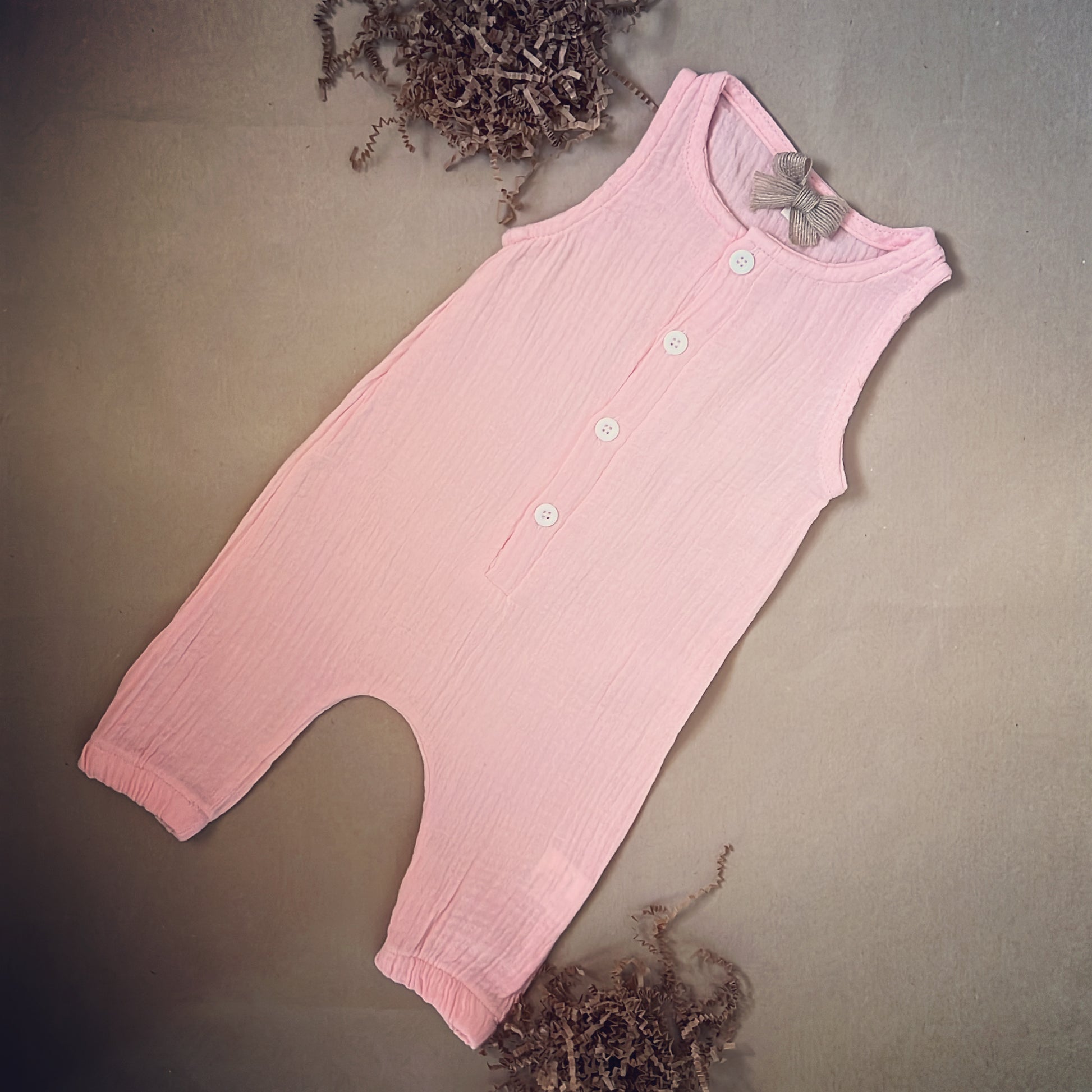 organic cotton pink baby romper size0-3