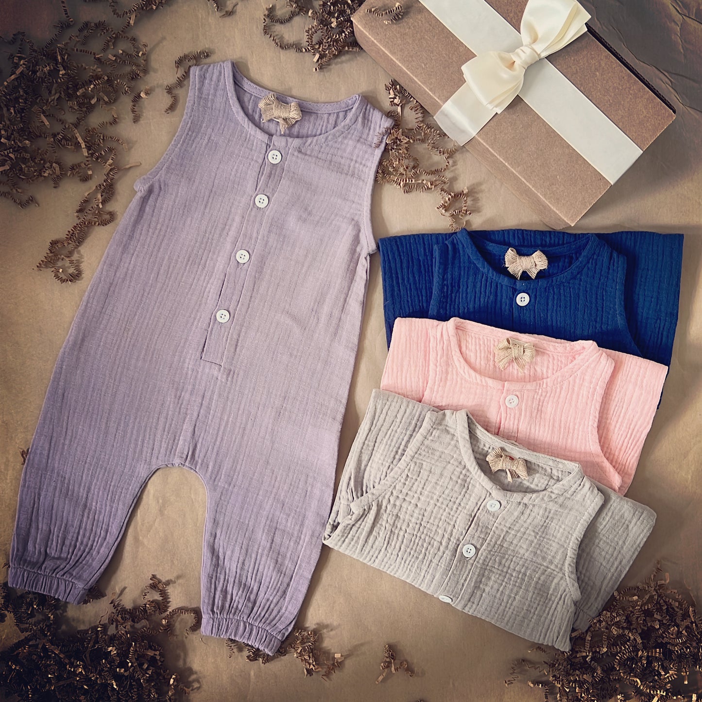 Sleeveless Pure Cotton Long Gender Neutral Baby Outfit